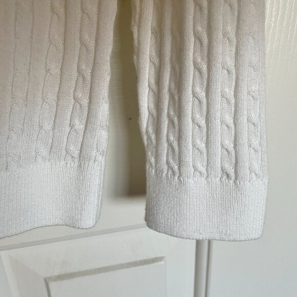 NEW Tommy Hilfiger Womens Cotton Cable Knit Sweater S White Ivory NWOT - Picture 4 of 7